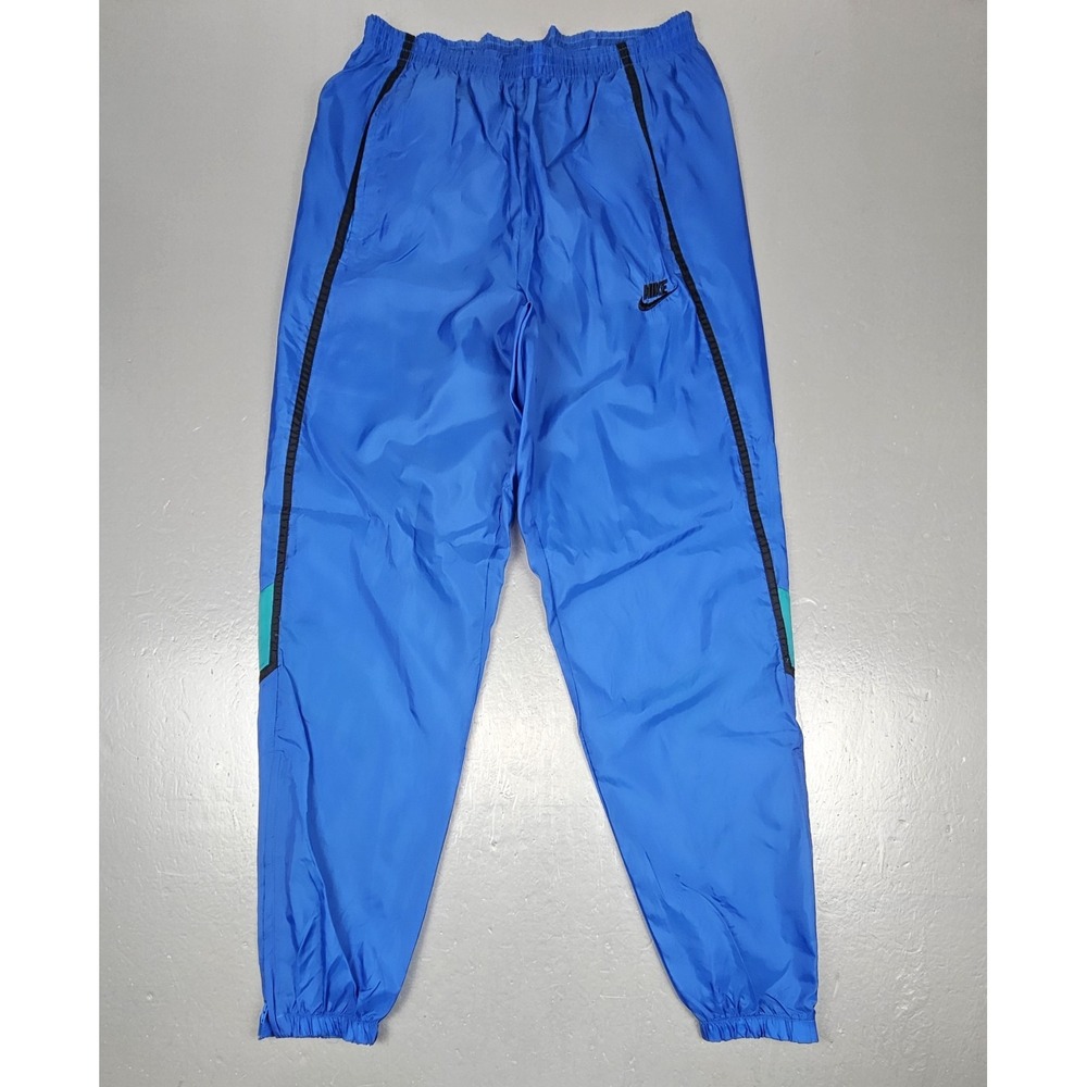 NIKE Windbreaker Pants Mens Medium Blue Vintage 90s SWOOSH Track Pants